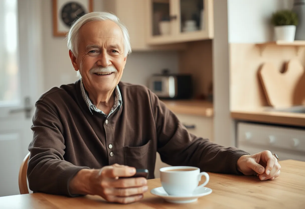 An older man at home asking RIT to recall a detail