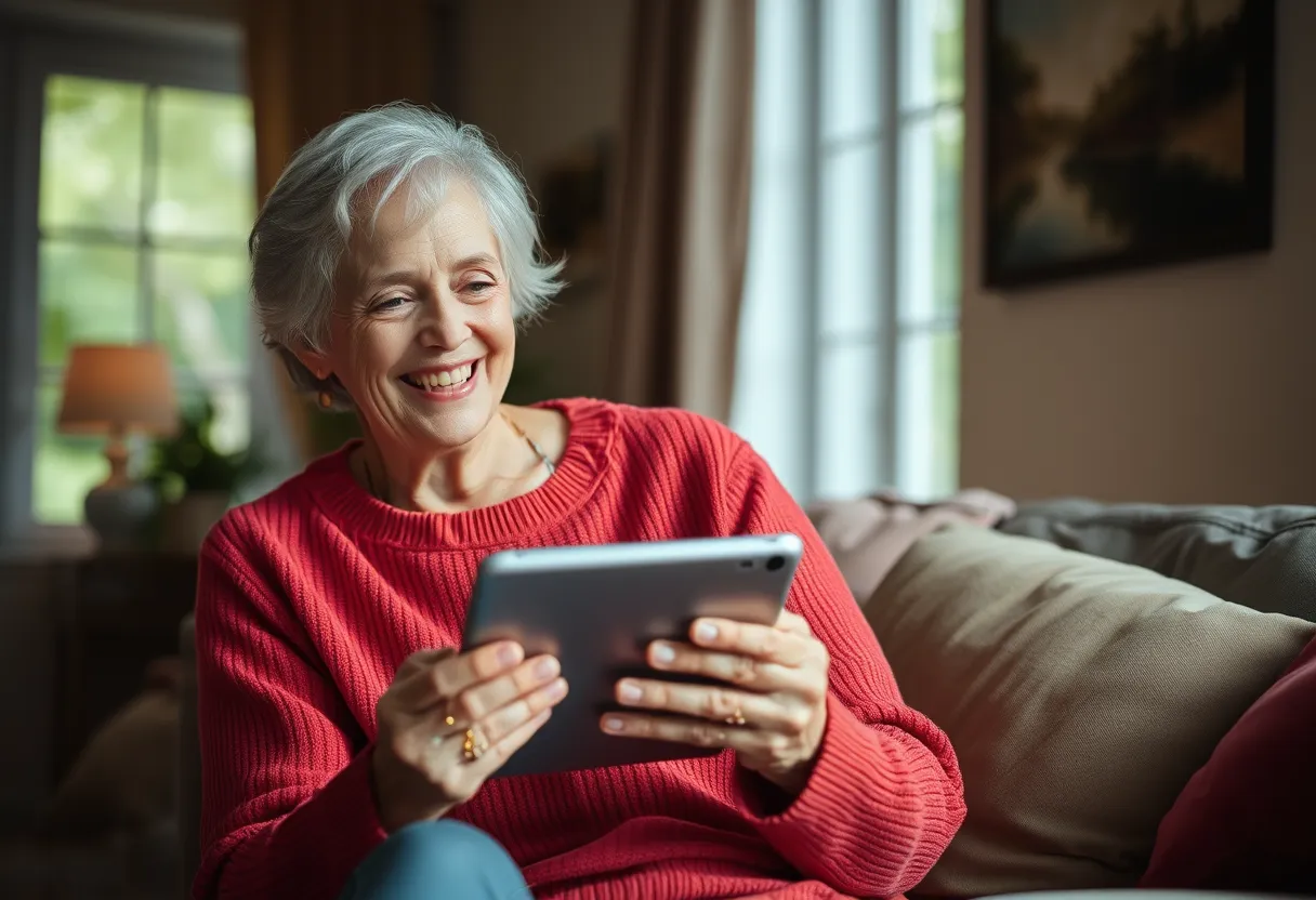 An older woman at home finding what she needs with Remember It